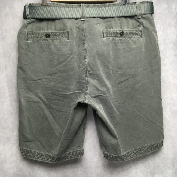 Calvin Klein Men Shorts 34 Belted Gray Flat Front Pockets Ripstop Cotton CK Logo - Picture 2 of 11